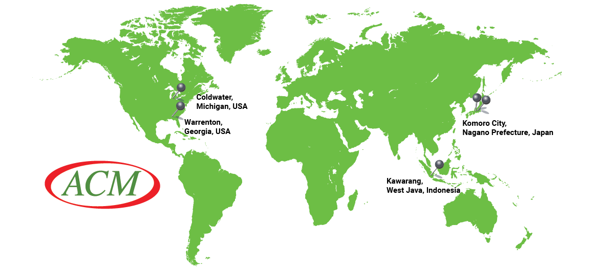 ASAMA Worldwide Operations: 5 Plants, 3 Countries